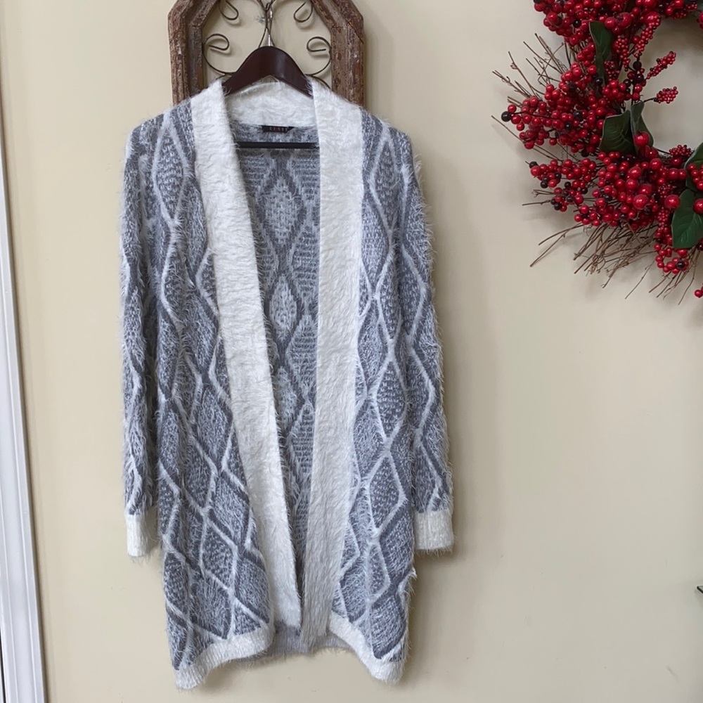 White & Gray Cyrus Sweater Furry/Fuzzy/Soft